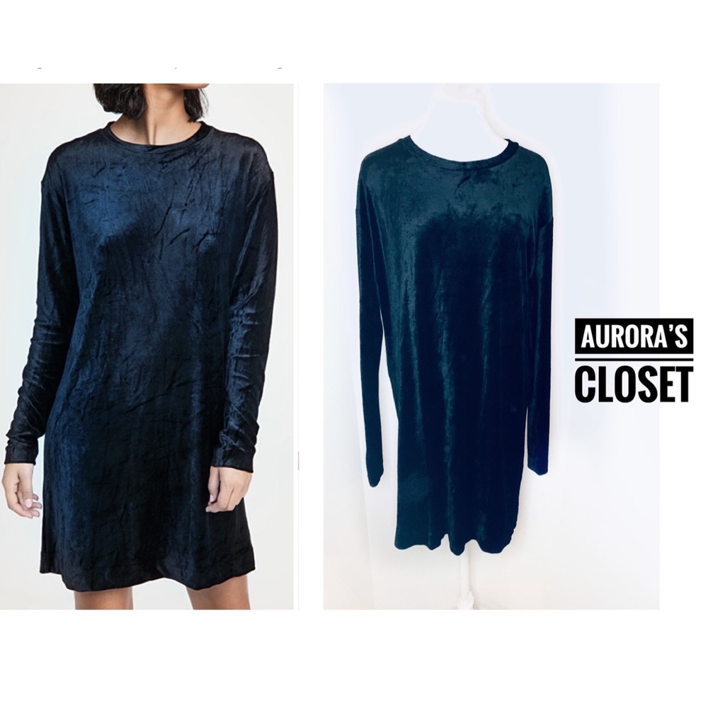 Ninety Percent M Black Velour Oversized Dress Long Sleeve NWT